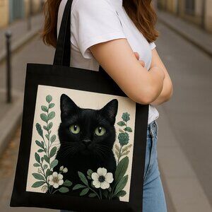 NWT BLACK CAT CANVAS TOTE BAG